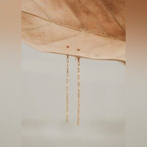 NWT Hello Adorn Small Ball Studs Wednesday Backdrop Earrings Yellow Gold Filled